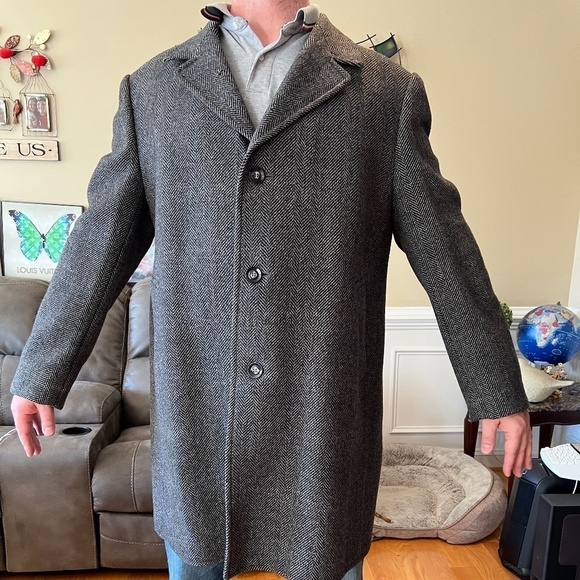 Vintage B.D.W Genuine Tweed Long Grey Coat - XXL - Picture 1 of 7